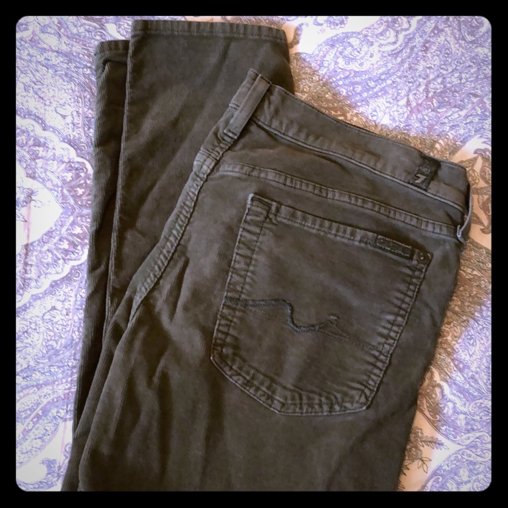 7- Olive green skinny cords- 32